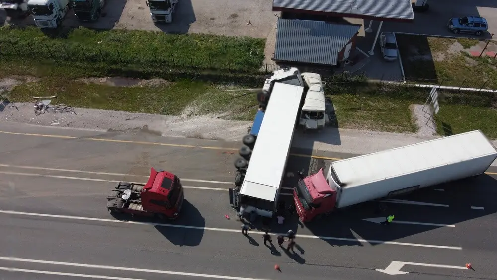 Tractor-trailer on a highway