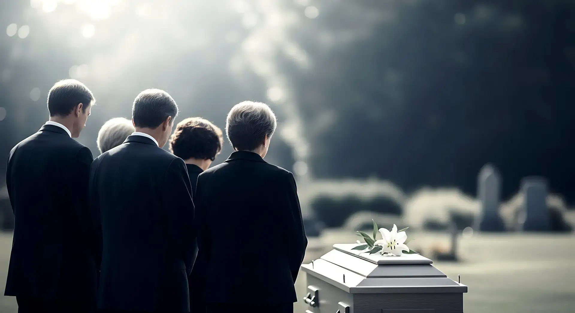 Family members standing together at a memorial service